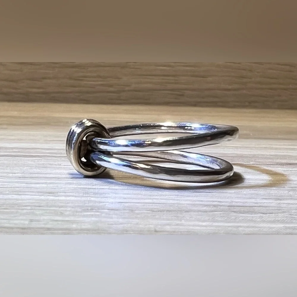 Vintage Designer Ed Levin Sterling Silver & Gold Signature Ring, Size 6 - Picture 3 of 13